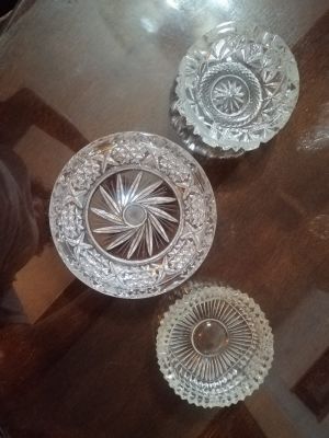 3 Ceniceros De Cristal Cortado Precios Grande 300 Chicos 170 Cada Uno
